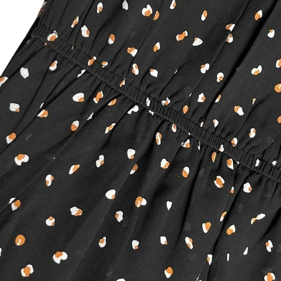 Boho gypsy floral embroidered dot black maxi dress sheer long sleeve - Picture 8 of 10